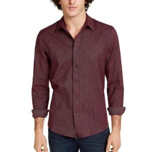 American Rag Burgandy Red Brushed Twill Long Sleeve Untucked Button-Down Shirt